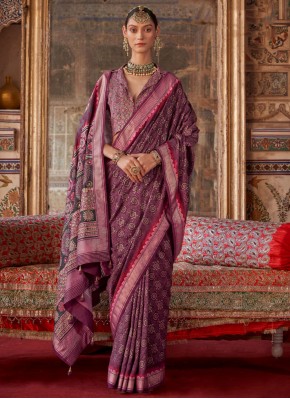 Pleasing Silk Purple Classic Saree