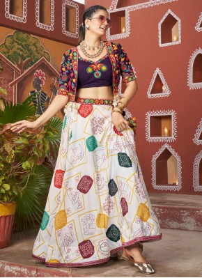 Poly Silk Lace White Readymade Lehenga Choli