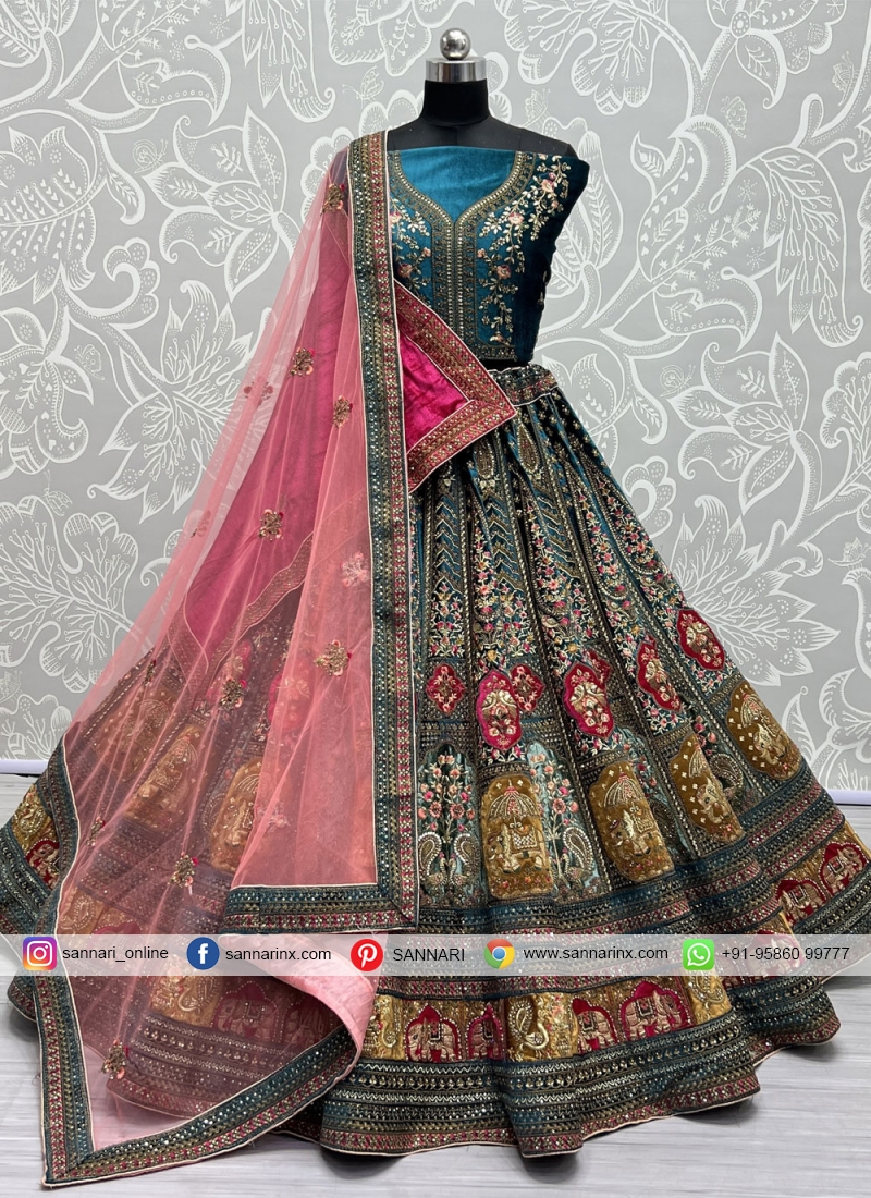 Wedding Designer Briadsmaid Velvet lehenga choli for Women - sethnik.com