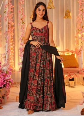 Preferable Digital Print Rust Rayon Trendy Gown