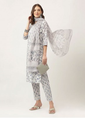 Preferable Grey Cotton Readymade Salwar Suit