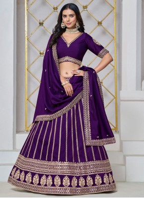 Preferable Violet Embroidered Lehenga Choli