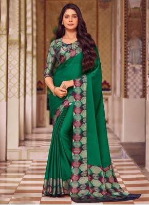 Pretty Chiffon Green Contemporary Saree