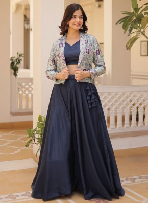 Pretty Navy Blue Readymade Lehenga Choli