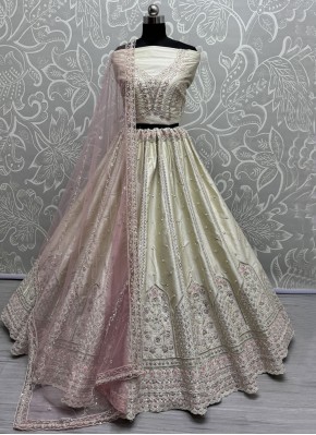 Pretty Off White Long Choli Lehenga