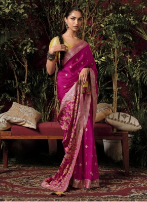 Prime Viscose Weaving Pink Contemporary Saree