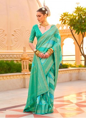 Princely Turquoise Contemporary Saree