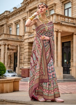Printed Silk Trendy Saree in Multi Colour