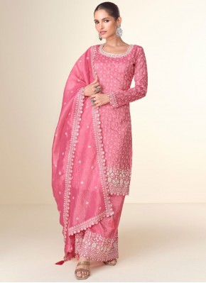 Prodigious Chinon Sequins Pink Trendy Salwar Kamee