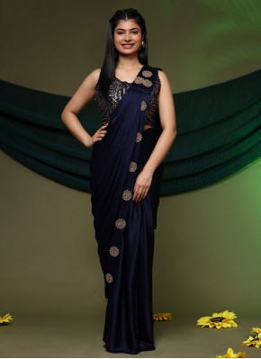 Prominent Embroidered Satin Trendy Saree