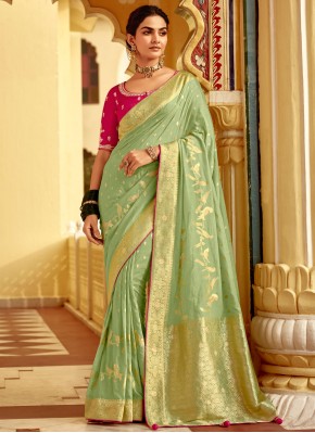 pure-dola Classic Saree in Sea Green