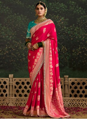 pure-dola Rani Embroidered Classic Saree