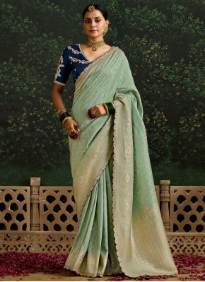 pure-dola Trendy Saree in Sea Green