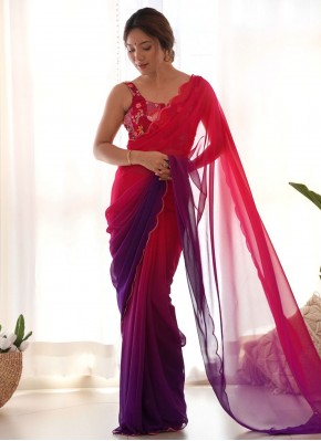 Purple and Rani Border Ceremonial Classic Saree