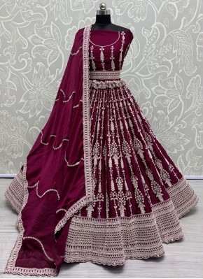 Purple and Rani Embroidered Sangeet Trendy Lehenga Choli