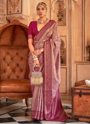 Purple Banarasi Silk Party Classic Saree