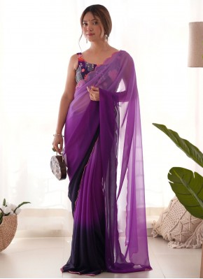 Purple Border Party Traditional Saree