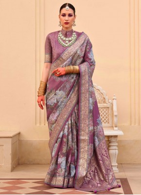 Purple Border Silk Traditional Saree