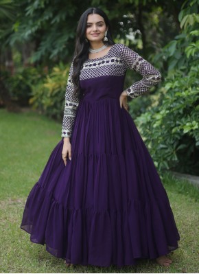 Purple Faux Georgette Designer Gown