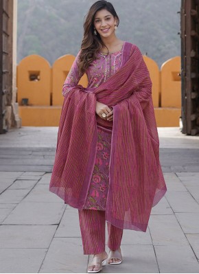 Purple Festival Cotton Readymade Salwar Kameez