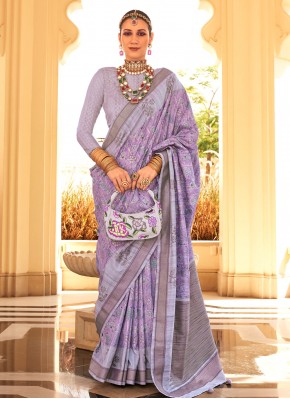 Purple Festival Raw Silk Trendy Saree