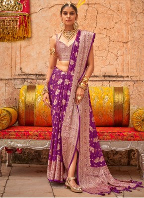 Purple Georgette Classic Saree