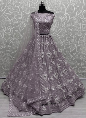 Purple Net Moti Lehenga Choli