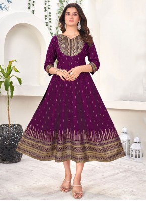 Purple Party Rayon Designer Kurti