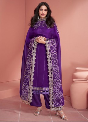 Purple Party Silk Designer Salwar Kameez