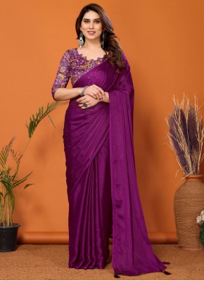 Purple Plain Contemporary Saree