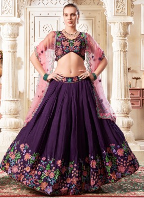 Purple Sangeet Silk Trendy Lehenga Choli