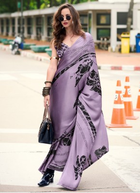 Purple Satin Casual Trendy Saree