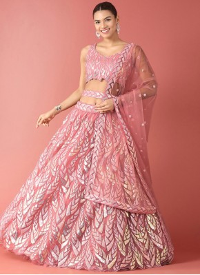 Radiant Net Thread Pink Lehenga Choli