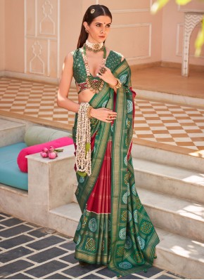 Rani and Rust Foil Print Classic Saree