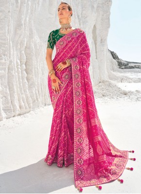 Rani Georgette Patola Print Designer Saree