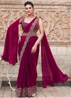 Rani Stone Satin Silk Classic Saree