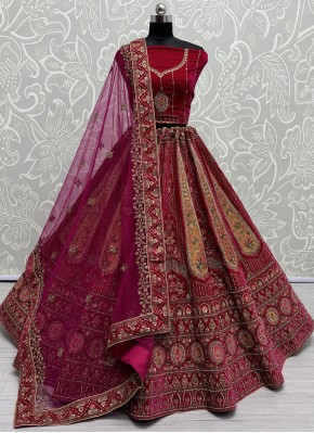 Rani Velvet Embroidered Lehenga Choli