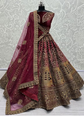 Ravishing Embroidered Velvet Trendy Lehenga Choli