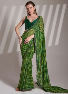 Ravishing Green Georgette Contemporary Saree