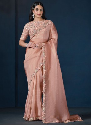 Ravishing Peach Reception Contemporary Saree