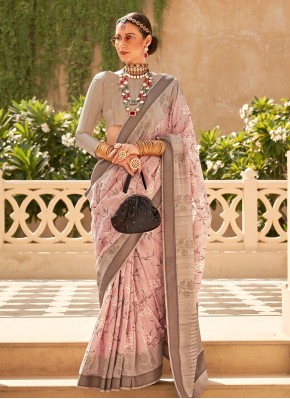 Raw Silk Rose Pink Classic Saree