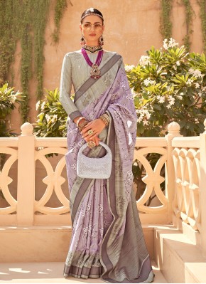 Raw Silk Saree in Purple