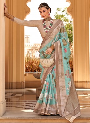 Raw Silk Sea Green Saree