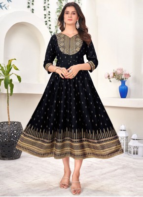 Rayon Black Designer Kurti