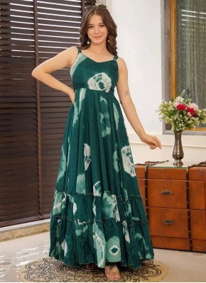 Rayon Designer Gown in Teal