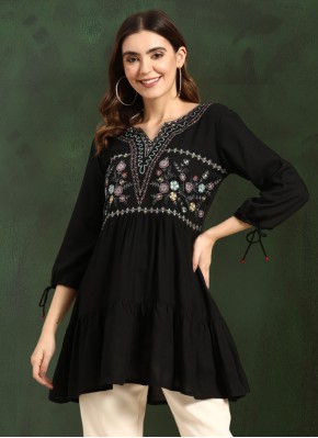 Rayon Designer Kurti in Black