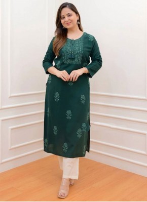 Rayon Designer Kurti in Green