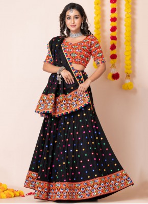 Rayon Designer Lehenga Choli in Black