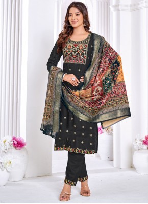 Rayon Embroidered Black Trendy Salwar Kameez