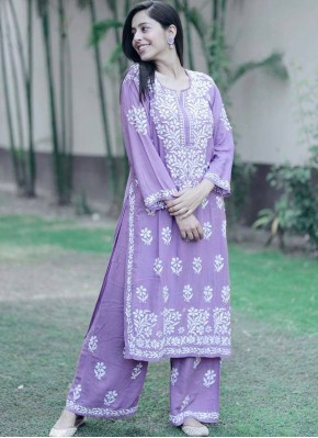 Rayon Lavender Designer Kurti